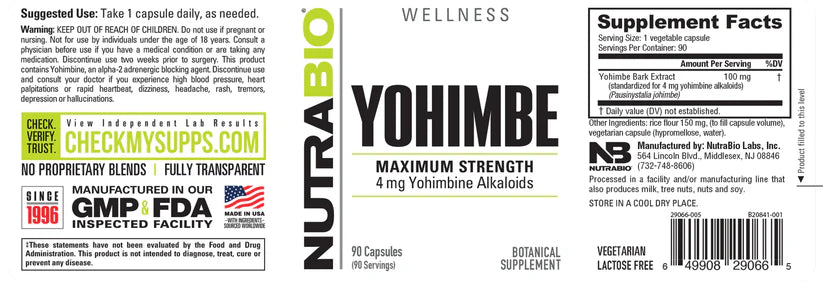 NUTRABIO YOHIMBE (4MG)
