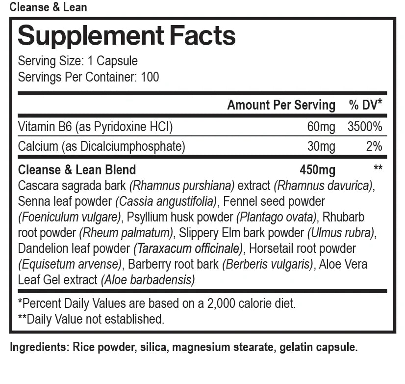 MAX CLEANSE AND LEAN 100 CAPS