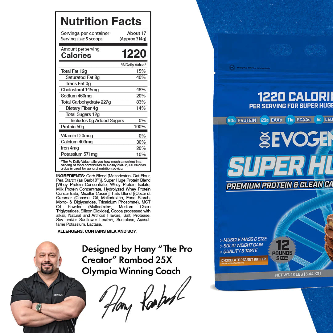 EVOGEN SUPER HUGE GAINER PROTEIN 12LBS