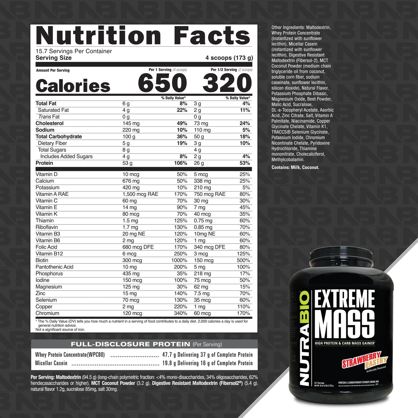 NUTRABIO EXTREME MASS STRAWBERRY 6LB