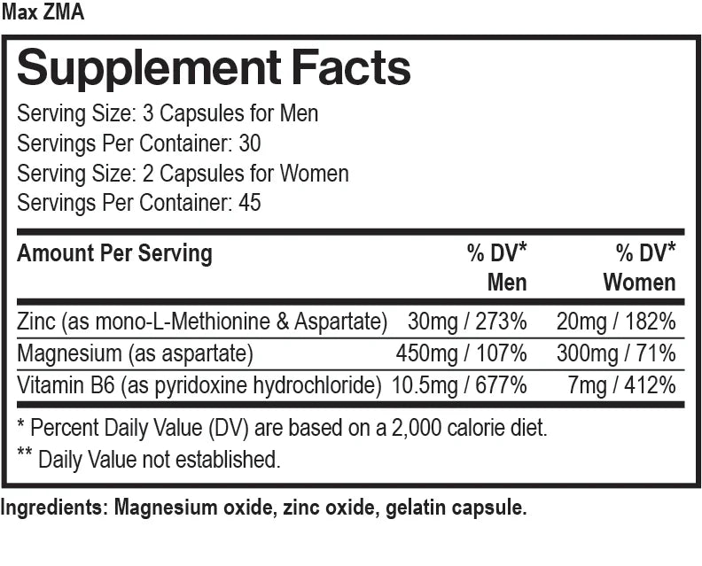 MAX MUSCLE MAX ZMA 90 Caps
