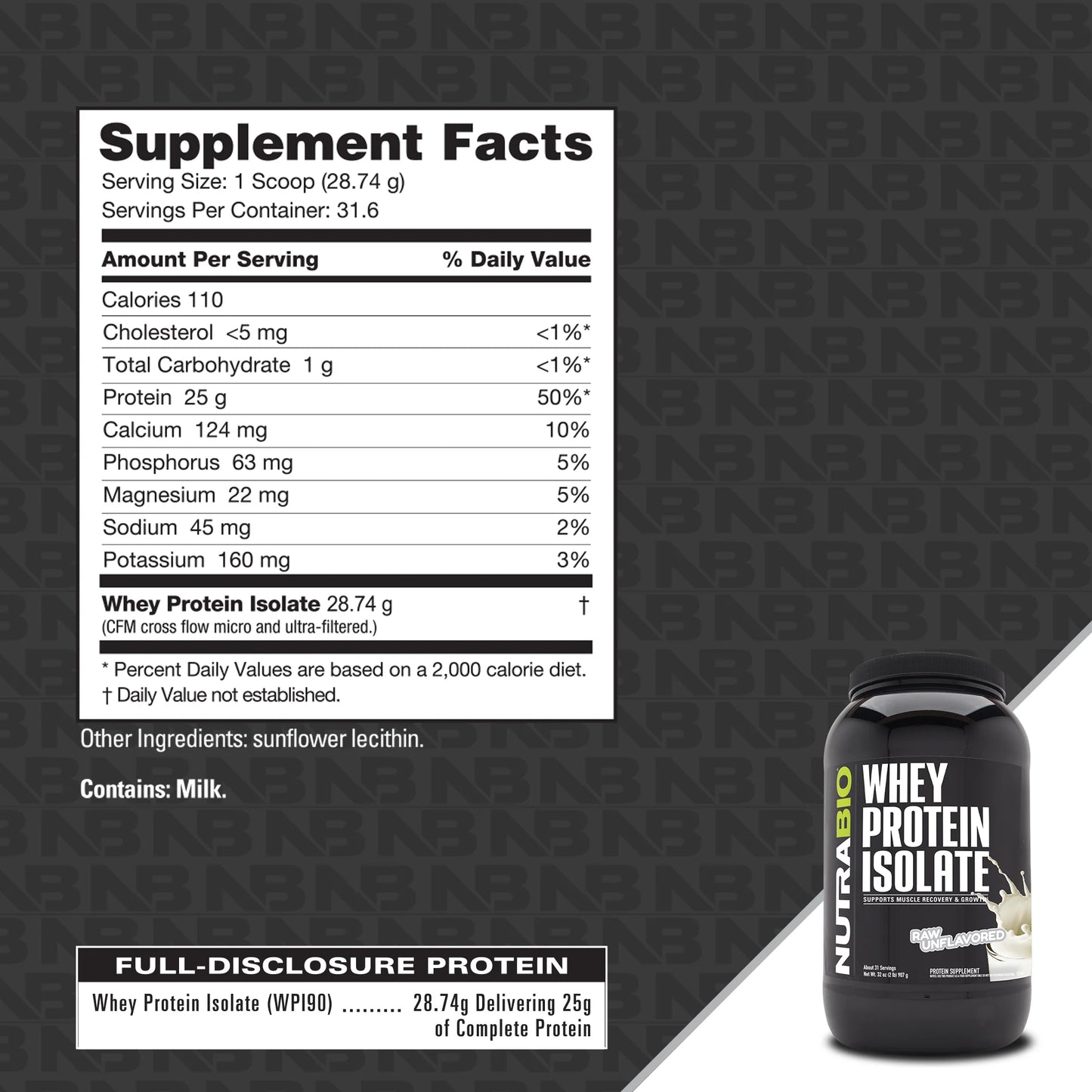 NUTRABIO WHEY PROTEIN ISOLATE - 2LB/5LBS