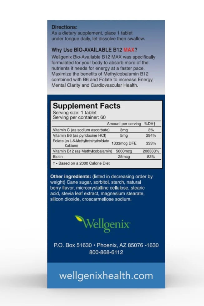 VITAMIN B12 MAX 5000 MCG 60 TABS