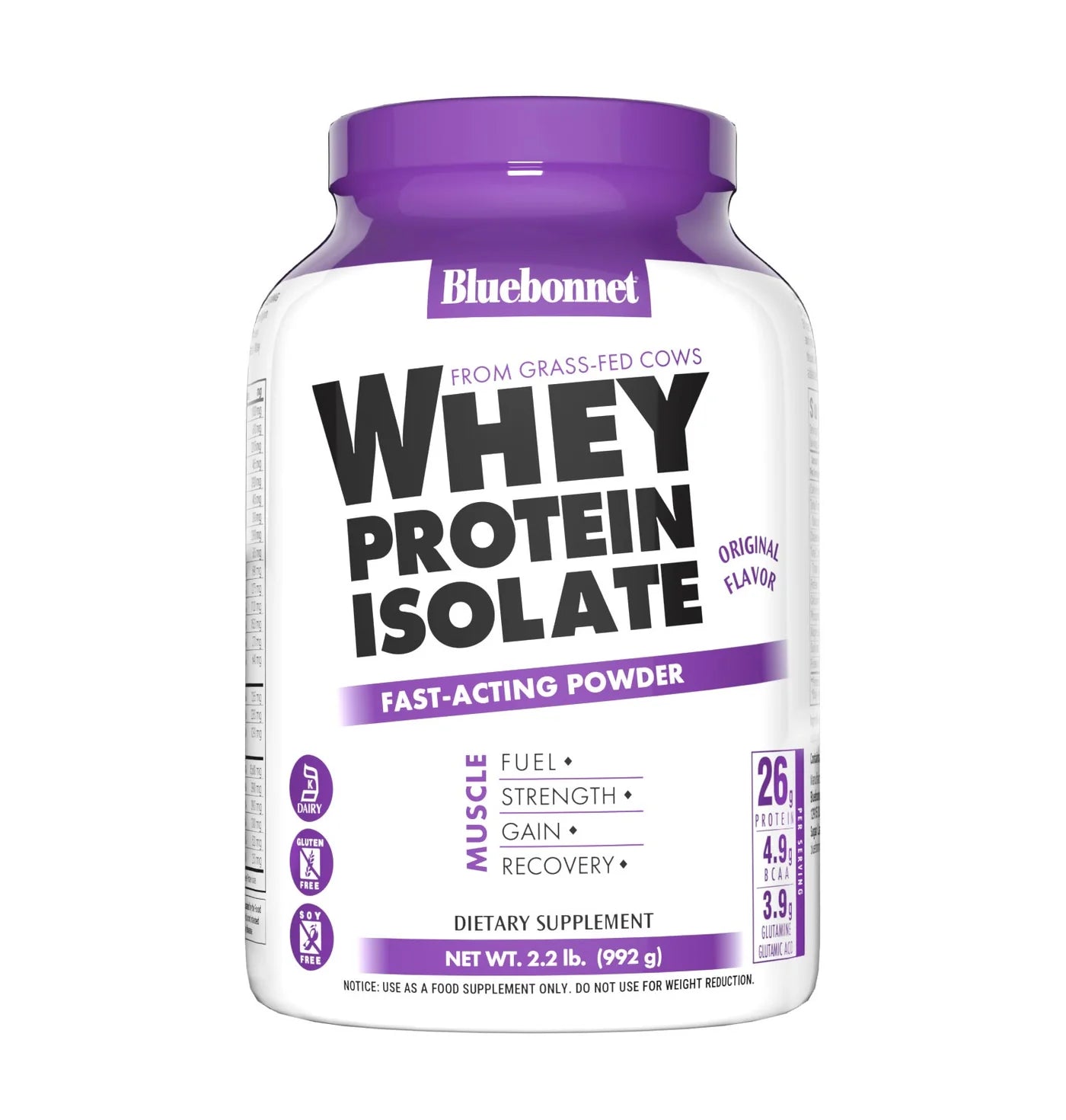 BLUEBONNET NUTRITION WHEY PROTEIN ISOLATE POWDER 2LB